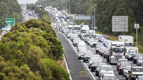 A traffic jam on the Bruce Highway