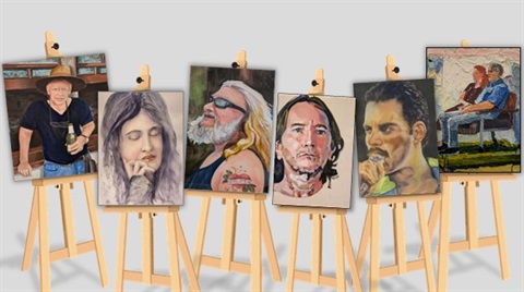 6 paintings from artists of faces for exhibition