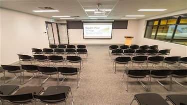 Function room - theatre style seating arrangement.