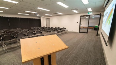 Function room - theatre style seating arrangement.