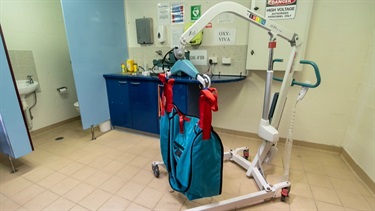 Manoeuvrable bariatric floor hoist (maximum weight capacity 200 kilograms)