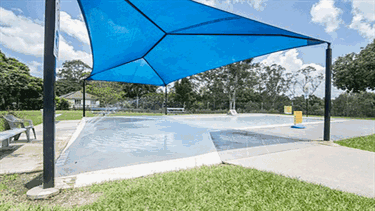 Shaded children’s wading pool