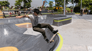 A man performing a skateboard trick.