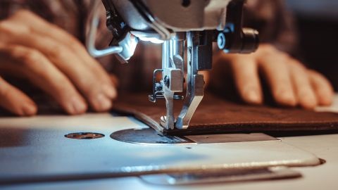 Sewing machine in use