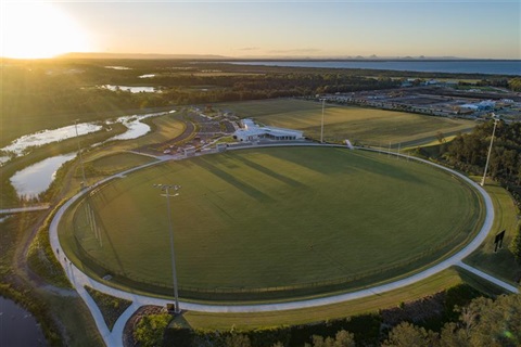 Aerial image of Nathan Road Sports Ground where the Redcliffe Tigers have renamed their clubhouse after former Councillor James Houghton