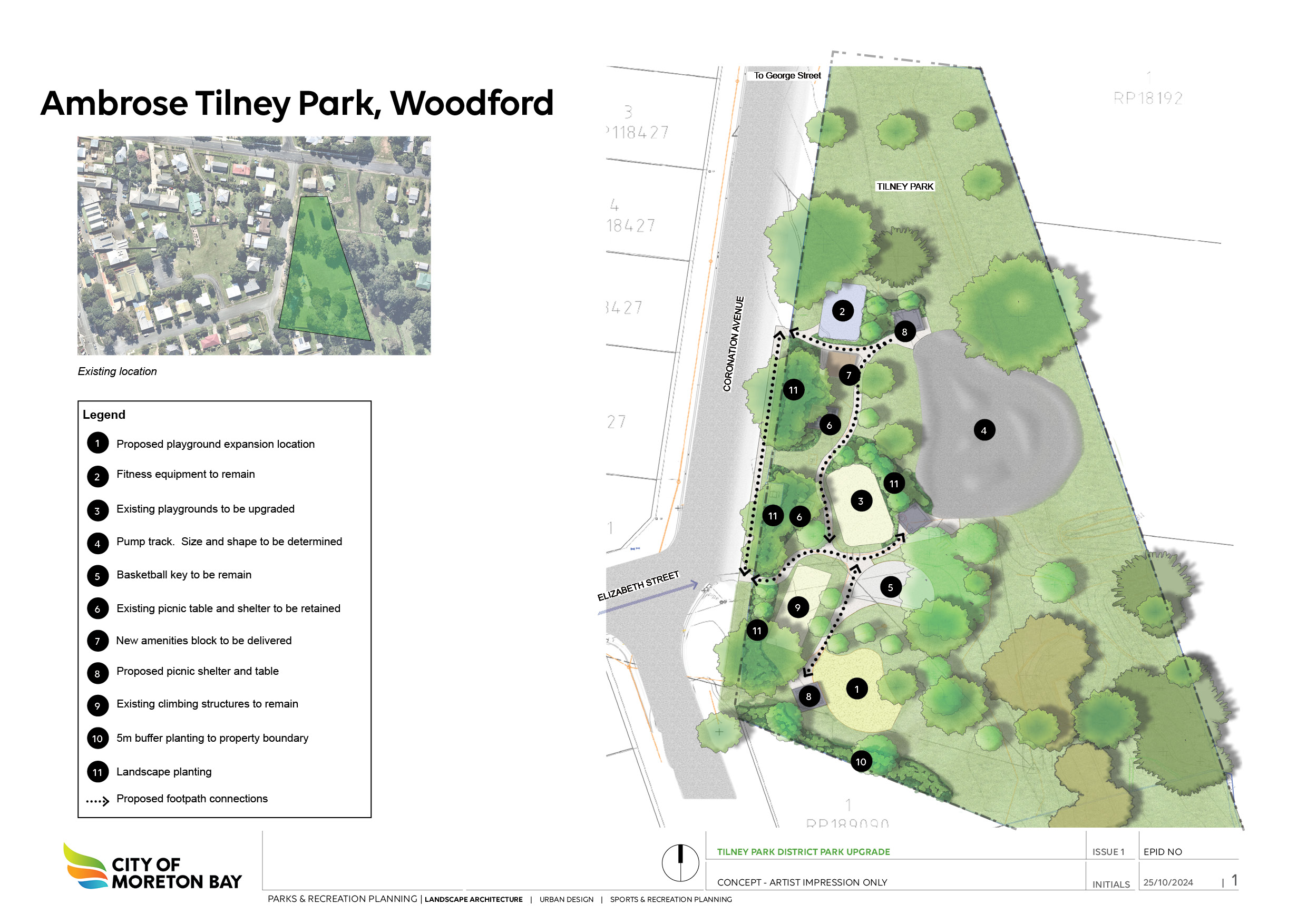 Map showing location of works, with legend giving description of each area.