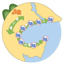 Illustration of ferry stops of Moreton Bay