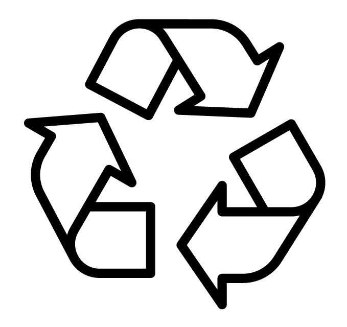 the national recycling icon of three arrows pointing at each other in a loop