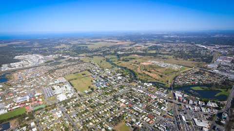 Aerial image of Caboolture and surroundings