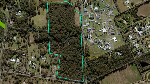 Aerial of Caboolture parkland proposed to be named William Woolley Reserve