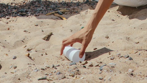 People picking up rubbish on the beach