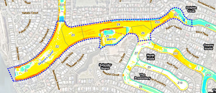 Map of dredged area