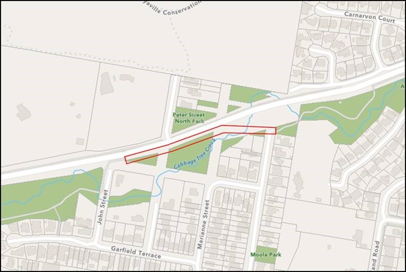 An aerial map of the location of works