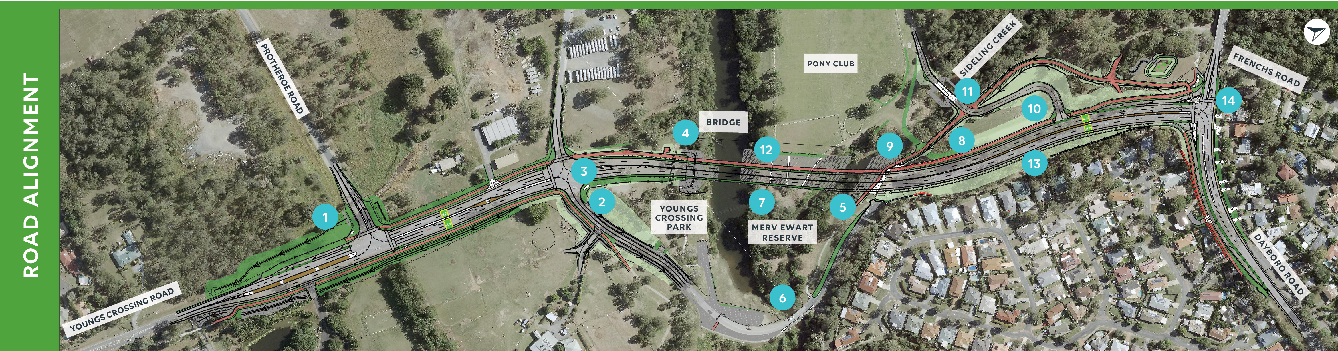 A map of the Youngs Crossing Road project