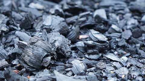 Pieces of charcoal of different sizes 